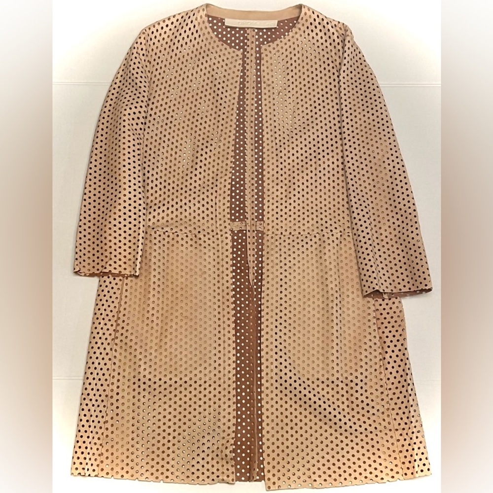DROMe TAN LEATHER LASER-CUT JACKET-MADE IN ITALY  SIZE X-LARGE